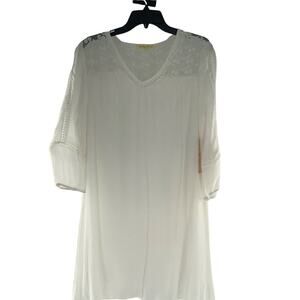 Indigo Rose Lace Dress Womens Size Large 3/4 Sleeves White Boho Cottage Core NEW